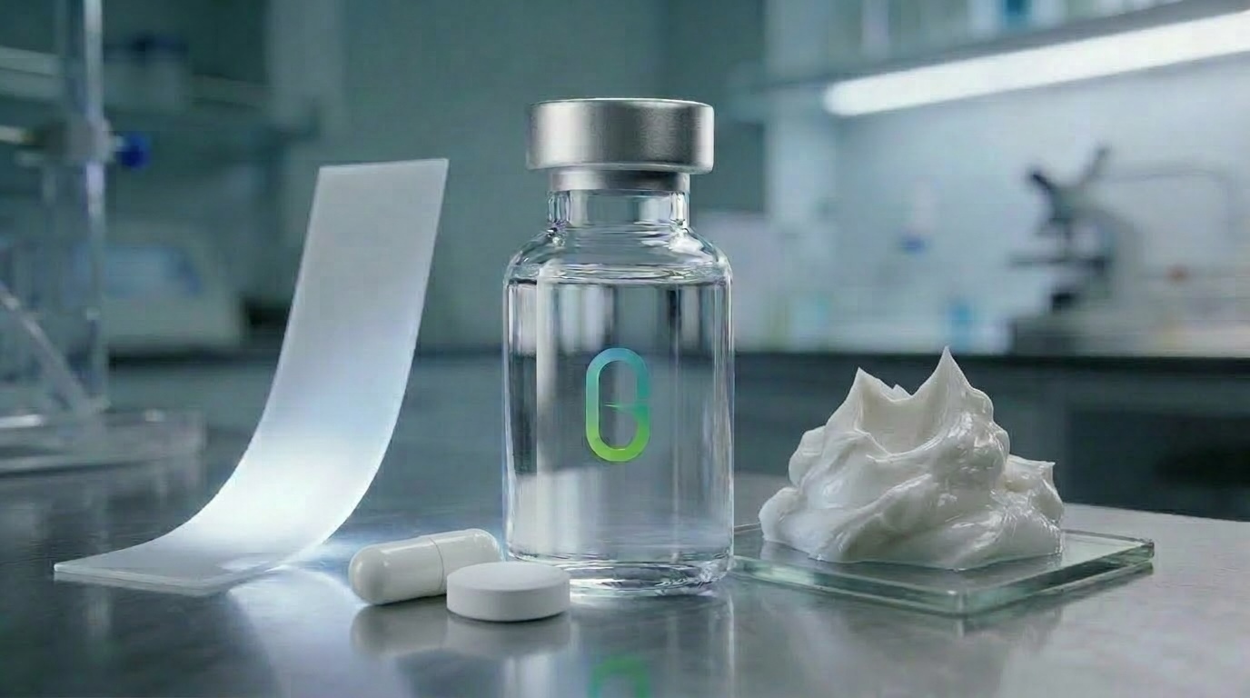 Genesis Compounding delivery forms — vial, strip, cream, and capsule